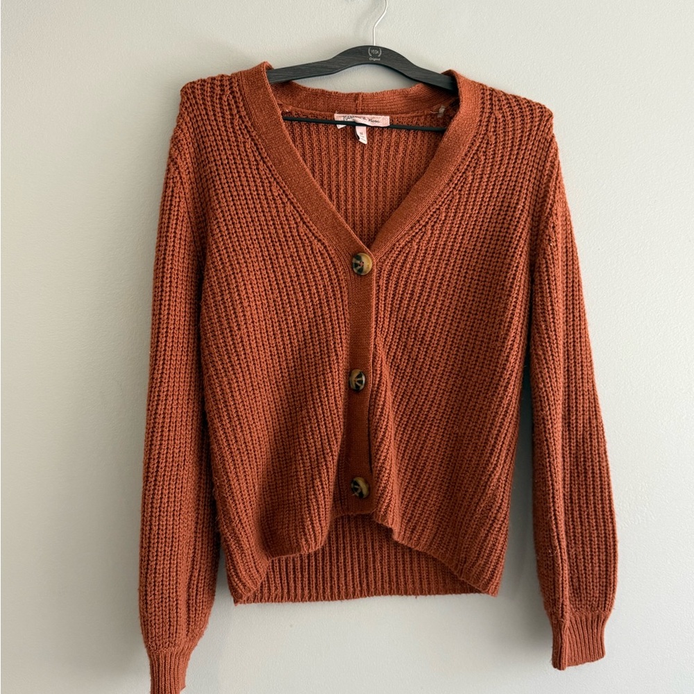 Women's Rust Button-Front Knit Cardigan Sweater